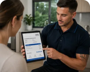 Plumber explaining a service estimate in St Andrews